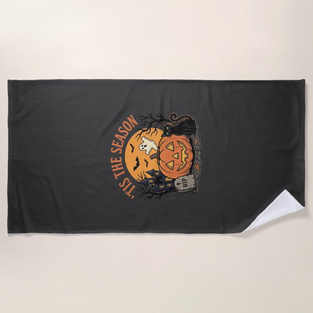 Funny Pumpkin Halloween Pun Design2 (2)_1 Beach Towel (Front)