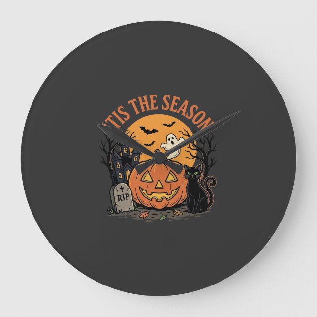 Funny Pumpkin Halloween Pun Design2 (2)_1 Large Clock (Front)