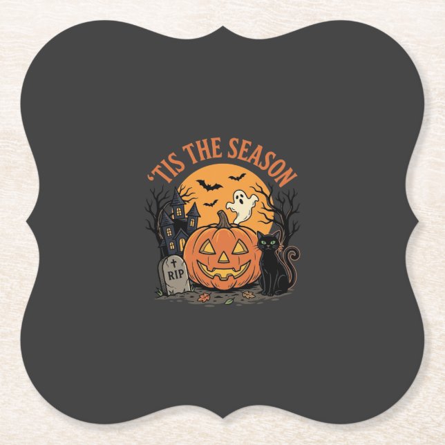 Funny Pumpkin Halloween Pun Design2 (2)_1 Paper Coaster (Front)