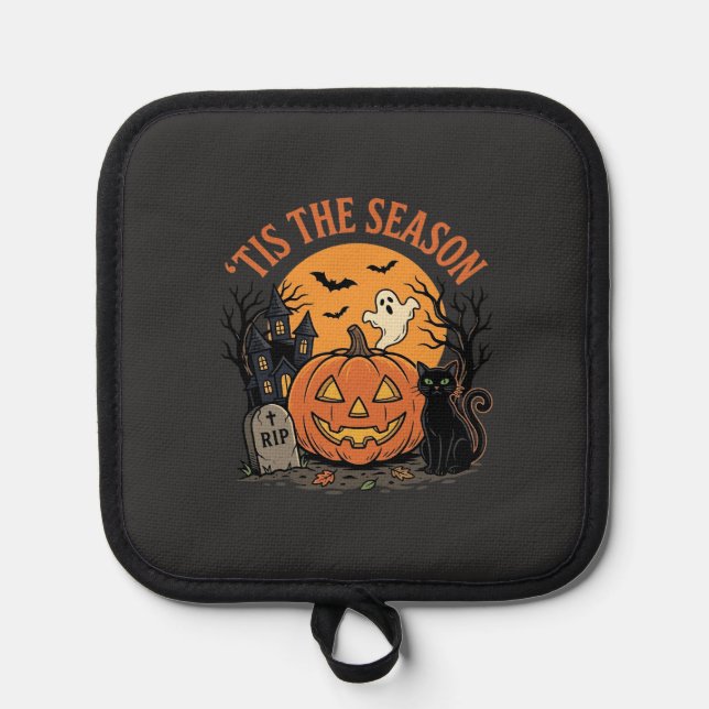 Funny Pumpkin Halloween Pun Design2 (2)_1 Pot Holder (Front)