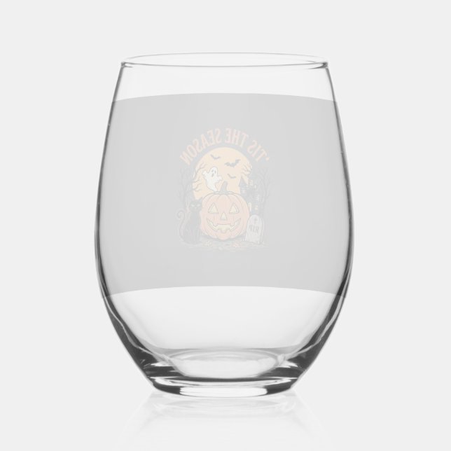 Funny Pumpkin Halloween Pun Design2 (2)_1 Stemless Wine Glass (Front)