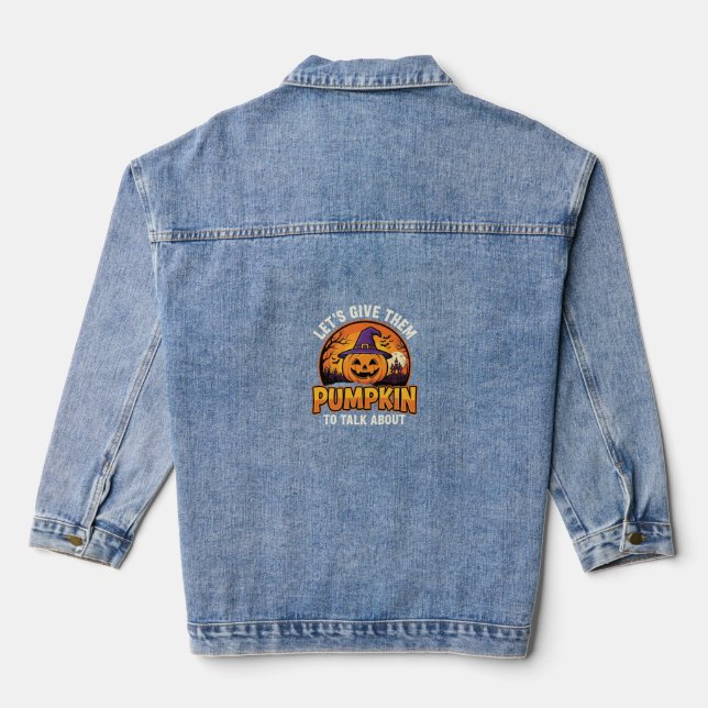 Funny Pumpkin Halloween Pun Design_1 Denim Jacket (Back)