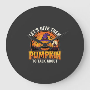 Funny Pumpkin Halloween Pun Design_1 Large Clock