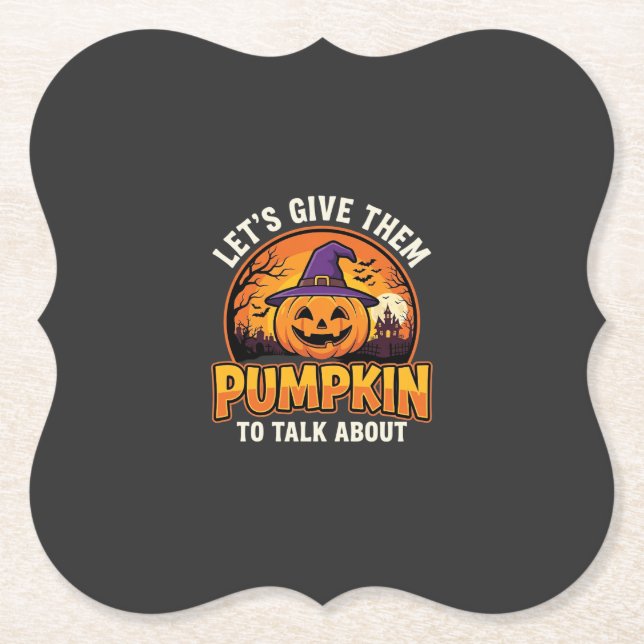Funny Pumpkin Halloween Pun Design_1 Paper Coaster (Front)