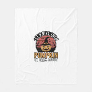 Funny Pumpkin Halloween Vintage Shirt Design_1 Fleece Blanket