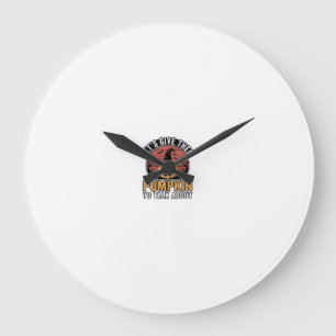 Funny Pumpkin Halloween Vintage Shirt Design_1 Large Clock