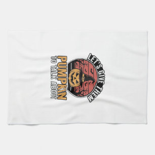 Funny Pumpkin Halloween Vintage Shirt Design_1 Tea Towel