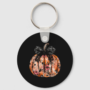 Funny Pumpkin Happy Halloween Lace Coquette Bow Gi Key Ring