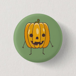 Funny Pumpkin Illustration Button