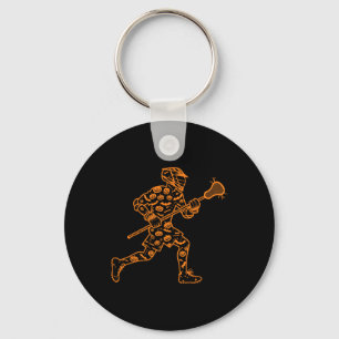 Funny Pumpkin Lacrosse Candy Halloween Mens Womens Key Ring