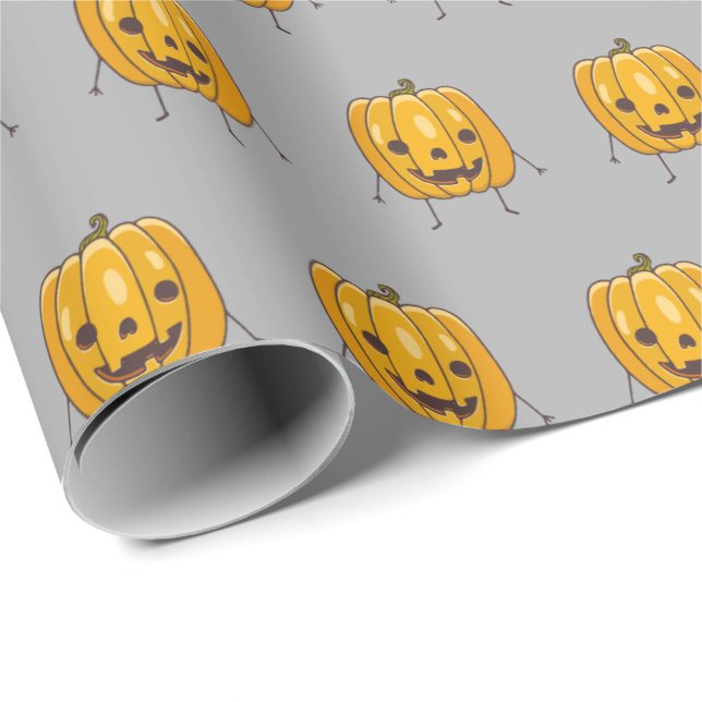 Funny Pumpkin Pattern Wrapping Paper (Roll Corner)