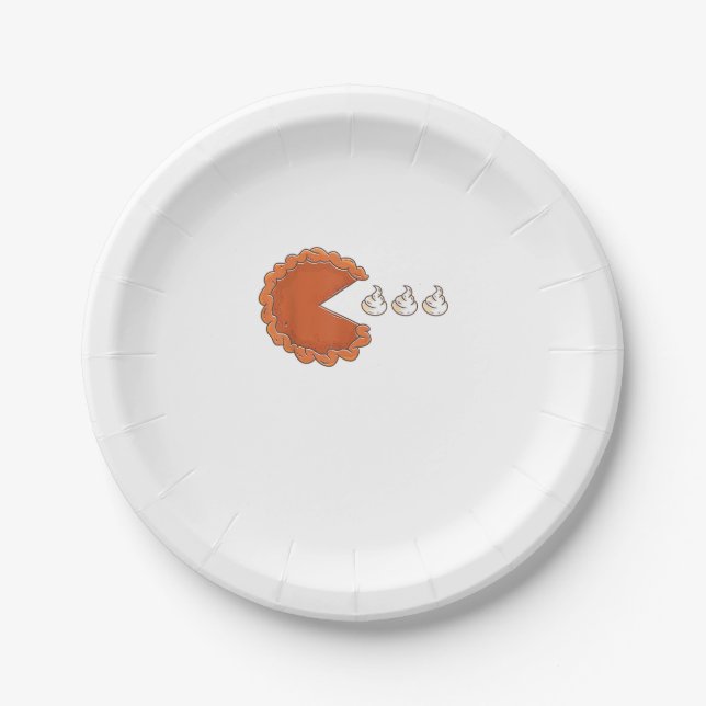 Funny Pumpkin Pie Eating Whipped Cream 2020 Thanks Paper Plate (Front)
