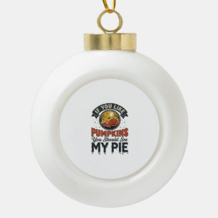 Funny Pumpkin Pie Halloween Vintage Shirt Design_1 Ceramic Ball Christmas Ornament