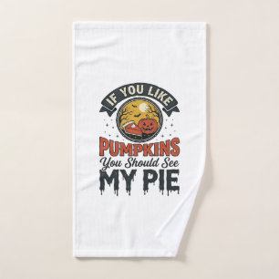Funny Pumpkin Pie Halloween Vintage Shirt Design_1 Hand Towel