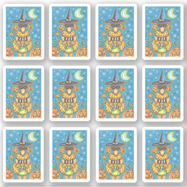 FUNNY PUMPKIN POODLE IN HALLOWEEN WITCH COSTUME (Front)