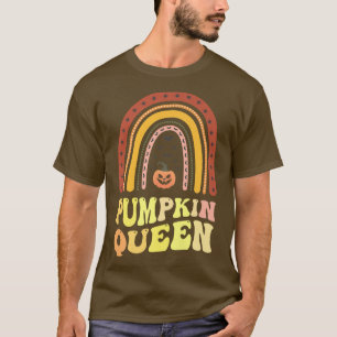 Funny PUMPKIN QUEEN Rainbow Halloween Lady Fall Ca T-Shirt