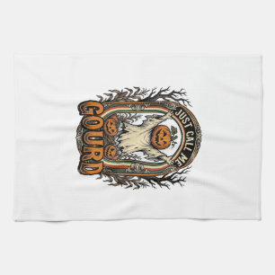 Funny Pumpkin Shirt Vintage Engraving Halloween Co Tea Towel