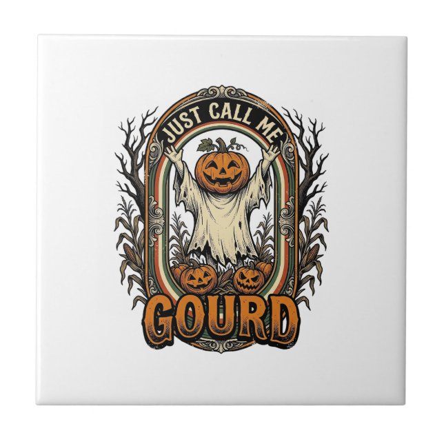 Funny Pumpkin Shirt Vintage Engraving Halloween Co Tile (Front)