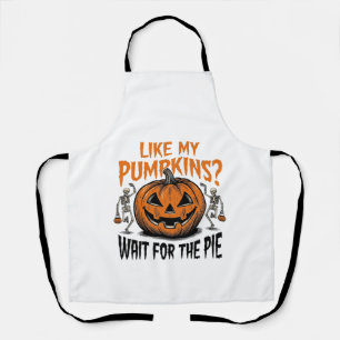 Funny Pumpkin Skeleton Halloween Pie Shirt_1 Apron