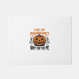 Funny Pumpkin Skeleton Halloween Pie Shirt_1 Doormat