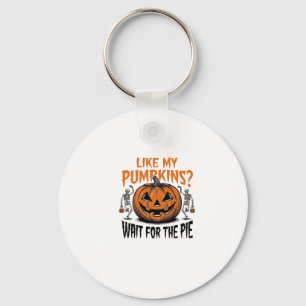 Funny Pumpkin Skeleton Halloween Pie Shirt_1 Key Ring