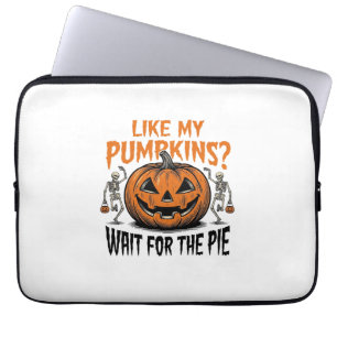 Funny Pumpkin Skeleton Halloween Pie Shirt_1 Laptop Sleeve