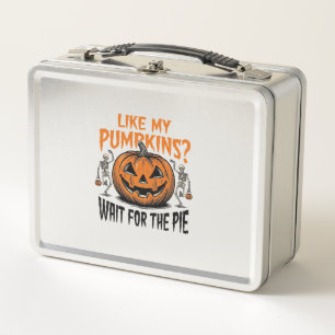 Funny Pumpkin Skeleton Halloween Pie Shirt_1 Metal Lunch Box