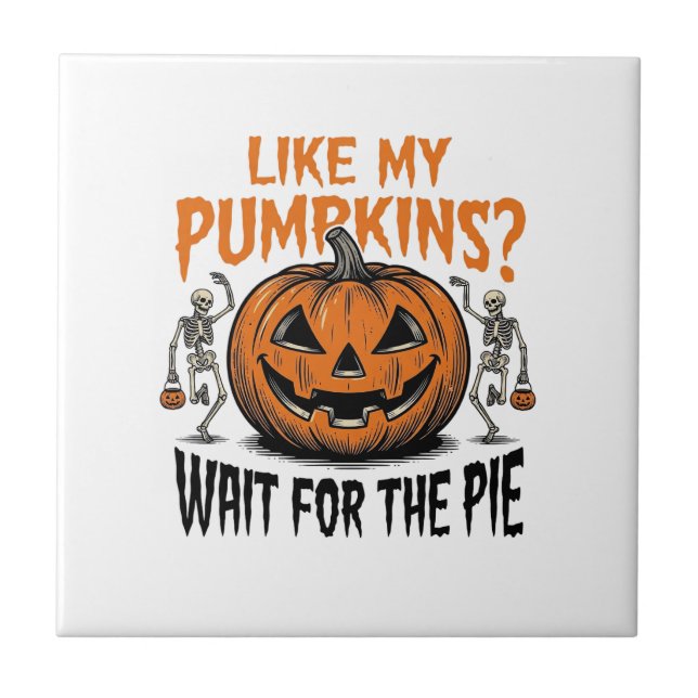 Funny Pumpkin Skeleton Halloween Pie Shirt_1 Tile (Front)