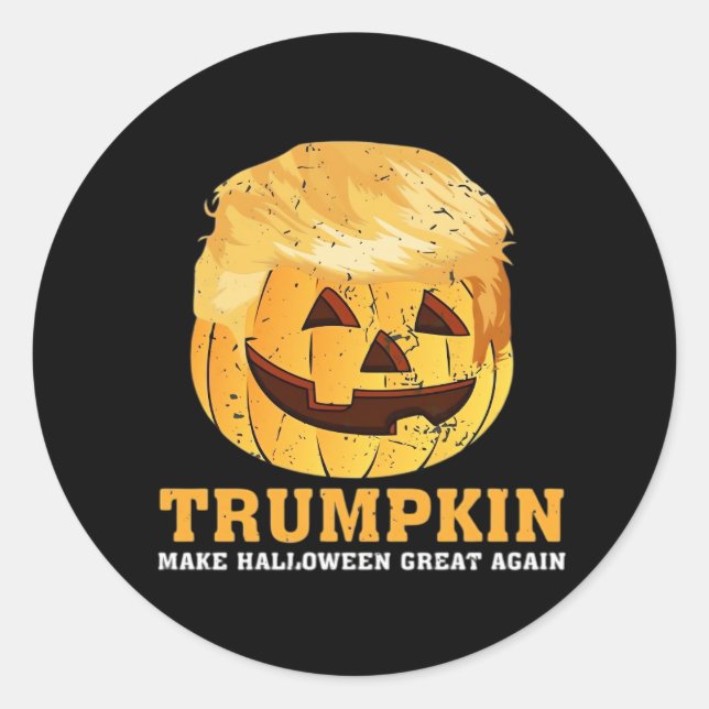 Funny  Pumpkin Trumpkin Halloween  Classic Round Sticker (Front)