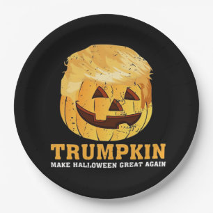 Funny Pumpkin Trumpkin Halloween Paper Plate