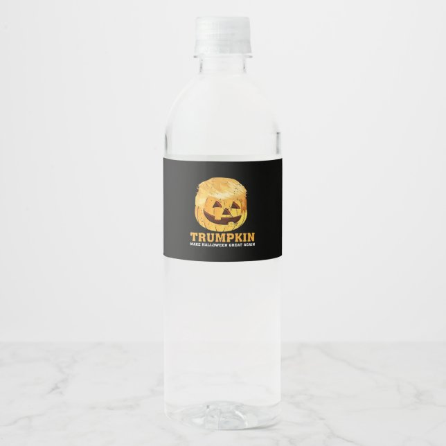 Funny  Pumpkin Trumpkin Halloween  Water Bottle Label (Front)