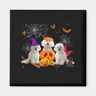 Funny Pumpkin Witch Bichon Frise Dog Halloween Magnet