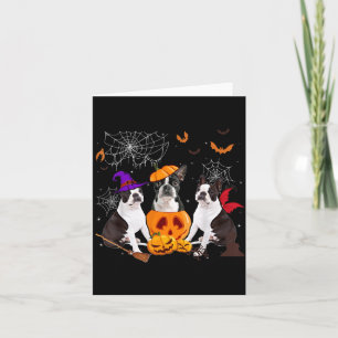 Funny Pumpkin Witch Boston Terrier Dog Halloween Card