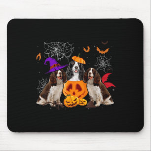 Funny Pumpkin Witch English Springer Spaniel Dog Mouse Mat