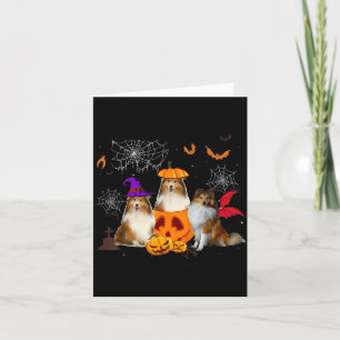 Funny Pumpkin Witch Sheltie Matching Dog Halloween Card