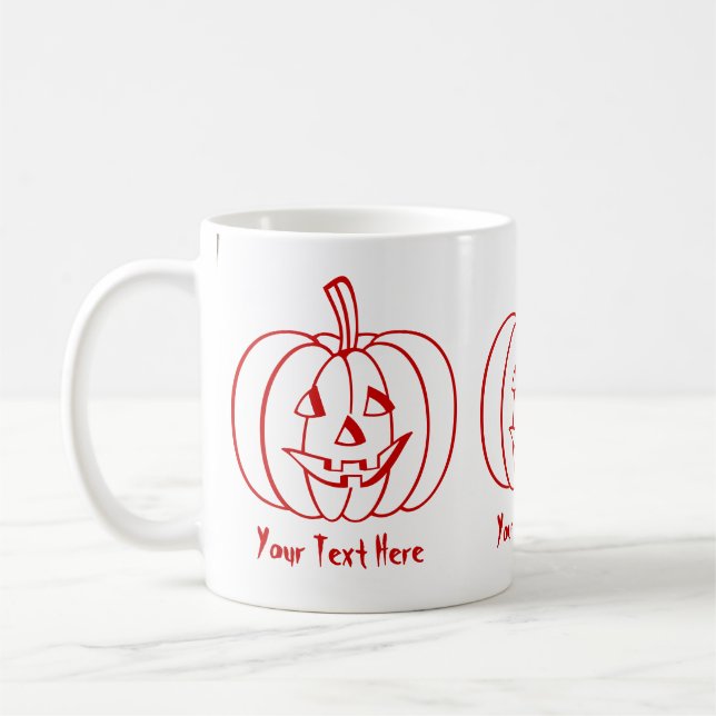 Funny pumpkin with cut out face for halloween coffee mug (Left)