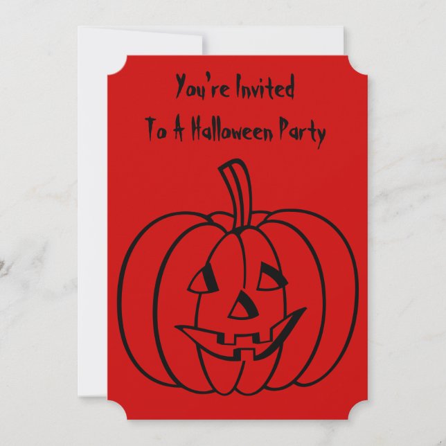 Funny pumpkin with face for halloween party invitation (Front)