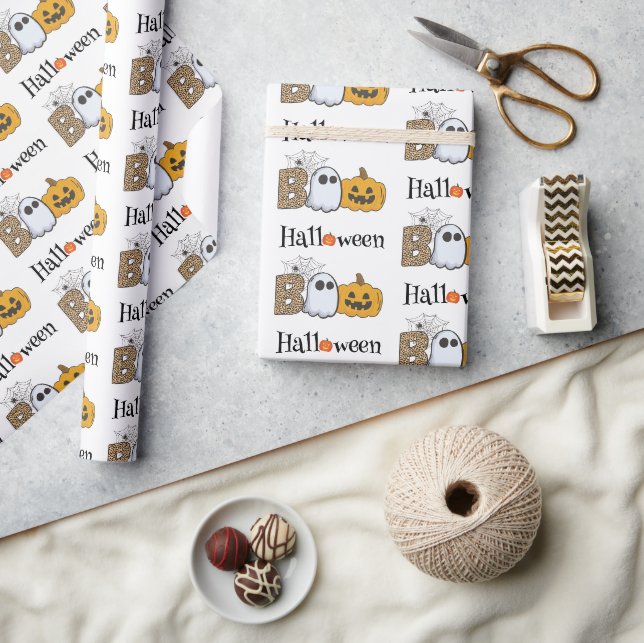  Funny Pumpkins Boo Spooky Halloween Wrapping Paper (Crafts)