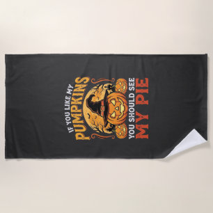 Funny Pumpkins Halloween Pie Design_1 Beach Towel