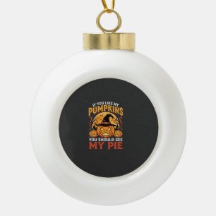 Funny Pumpkins Halloween Pie Design_1 Ceramic Ball Christmas Ornament