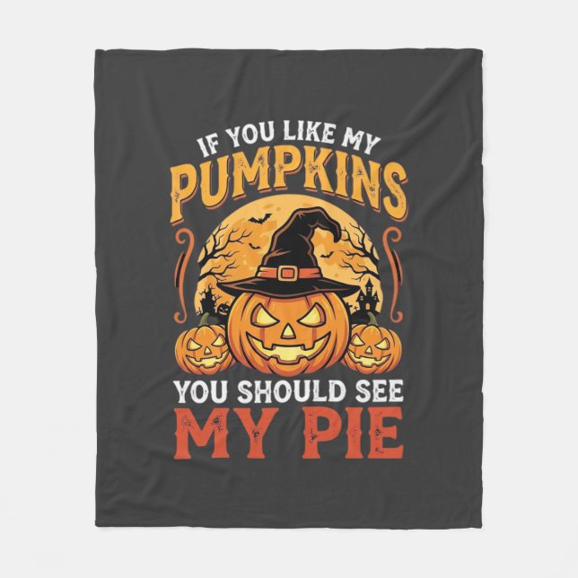 Funny Pumpkins Halloween Pie Design_1 Fleece Blanket (Front)