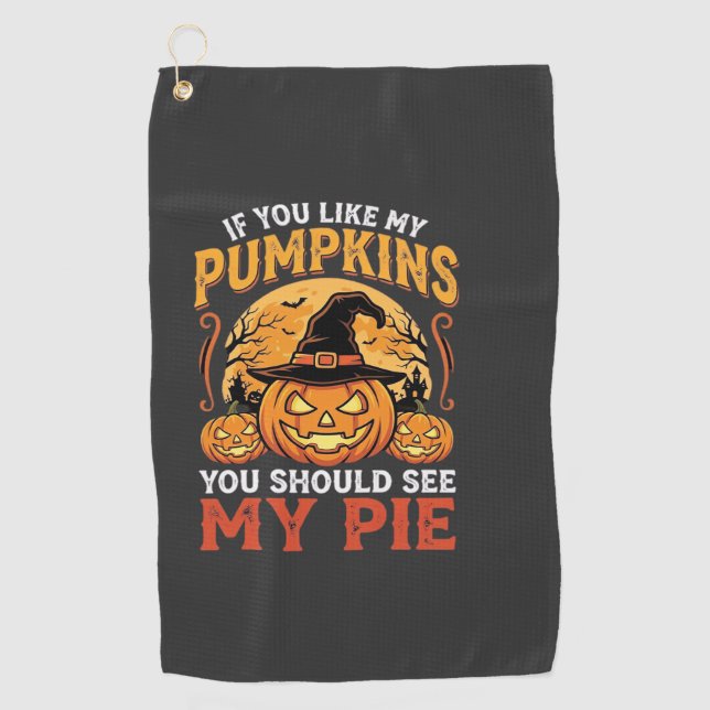 Funny Pumpkins Halloween Pie Design_1 Golf Towel (Front)