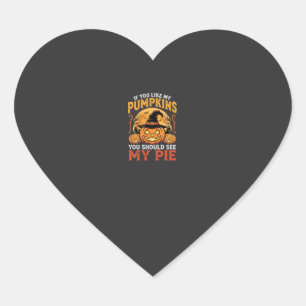 Funny Pumpkins Halloween Pie Design_1 Heart Sticker
