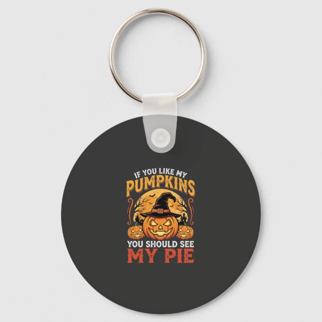 Funny Pumpkins Halloween Pie Design_1 Key Ring (Front)