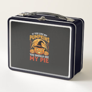 Funny Pumpkins Halloween Pie Design_1 Metal Lunch Box