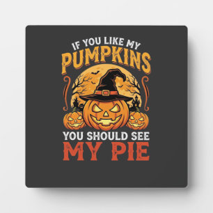 Funny Pumpkins Halloween Pie Design_1 Plaque