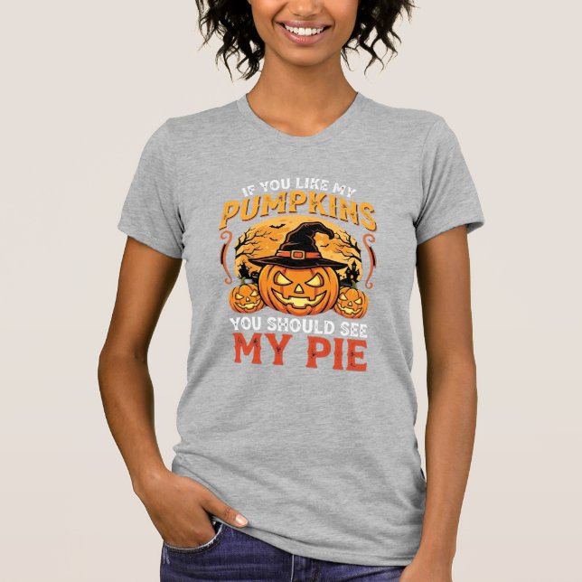 Funny Pumpkins Halloween Pie Design_1 T-Shirt (Front)
