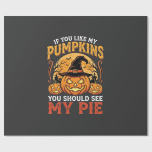 Funny Pumpkins Halloween Pie Design_1 Wrapping Paper