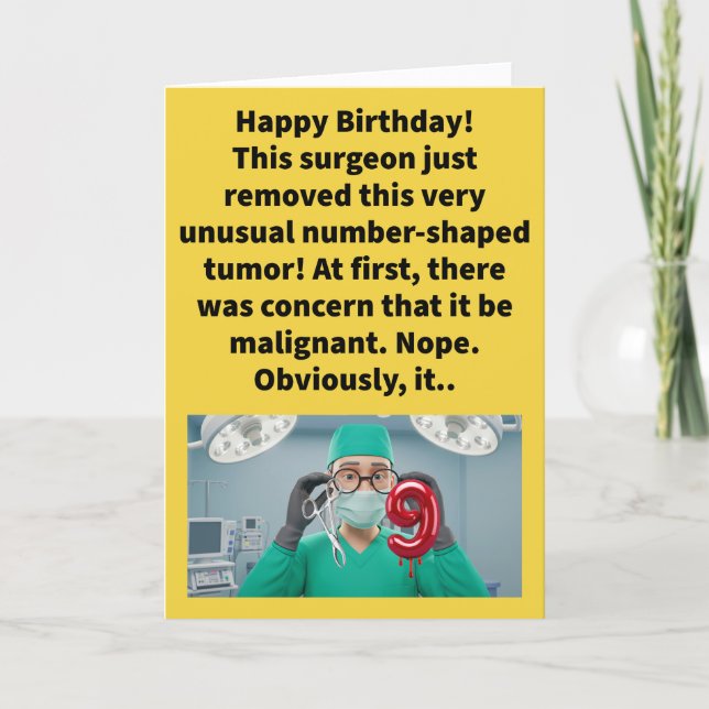 Funny Pun Be Nine Happy Birthday Card (Front)