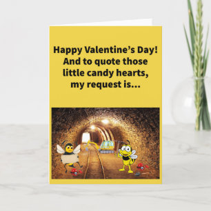 Funny Pun Bee Mine Happy Valentine's Day Card